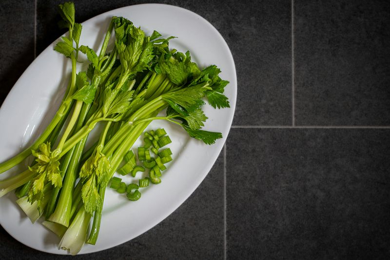 A plate of celery