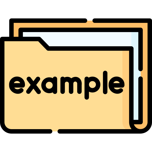 A file folder with the word 'example' written on it.