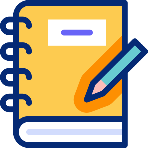 Notebook or journal icon representing writing and tracking emotions.