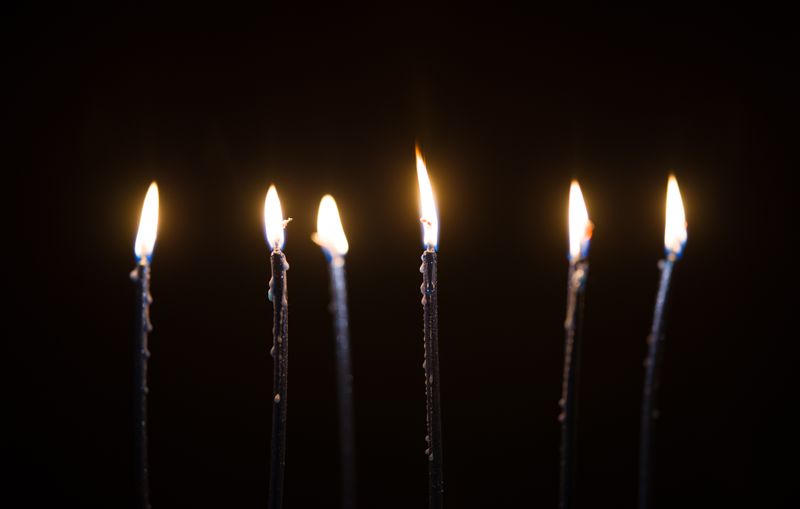 Birthday candles in the dark.