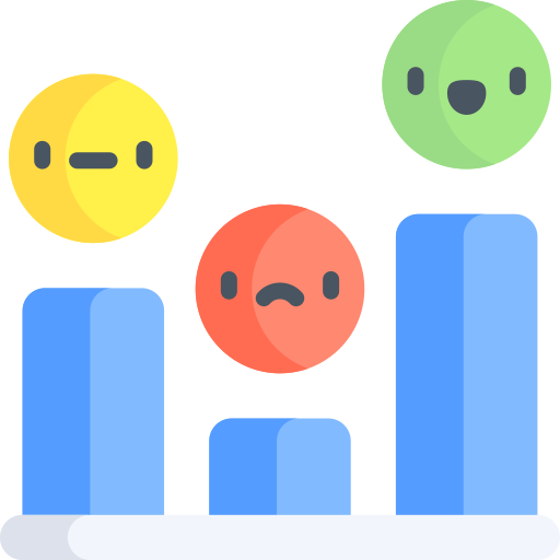A graph with emoticons being happier with higher bars on the graph  