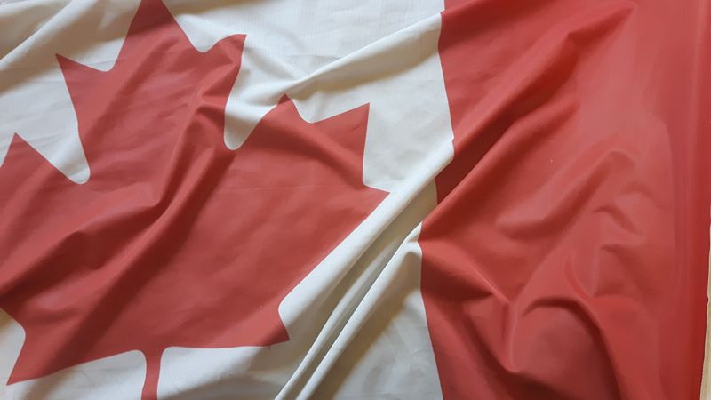 Close-up of the Canadian flag.