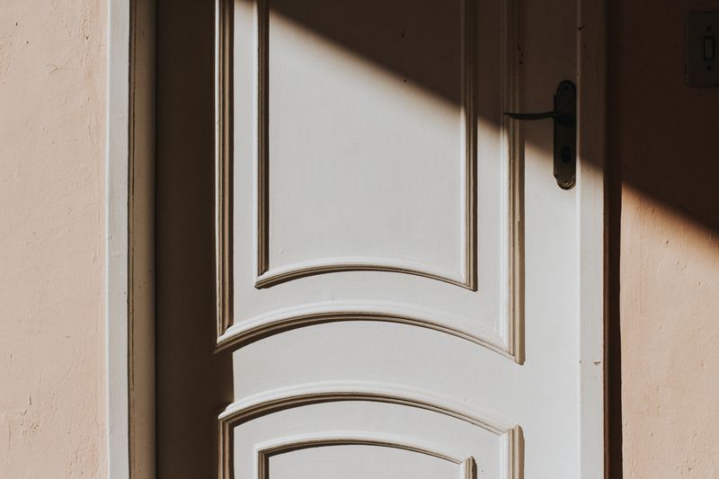 Closed door inside a house