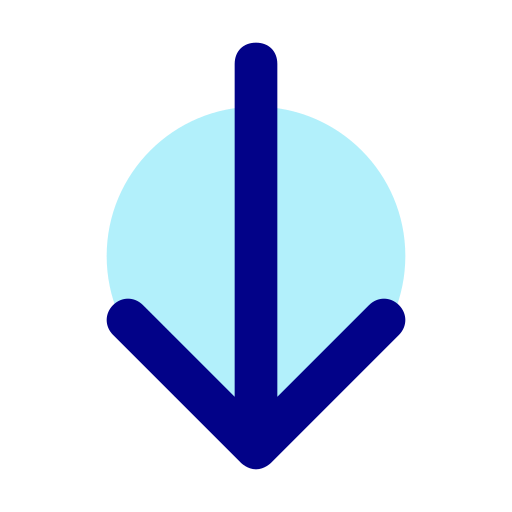 Flat icon of a dark blue arrow pointing downwards