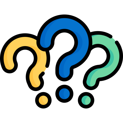 An icon has three question marks in different colors. 