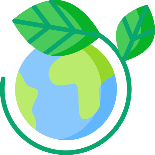 icon of the earth with a long stem with a leaf around it.