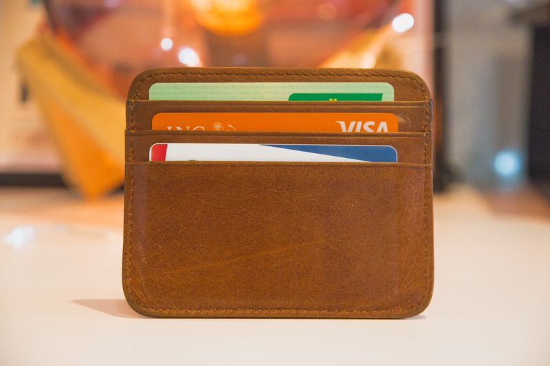 Wallet with a visible Visa card