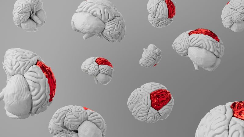 Floating brains with different sections highlighted in red.