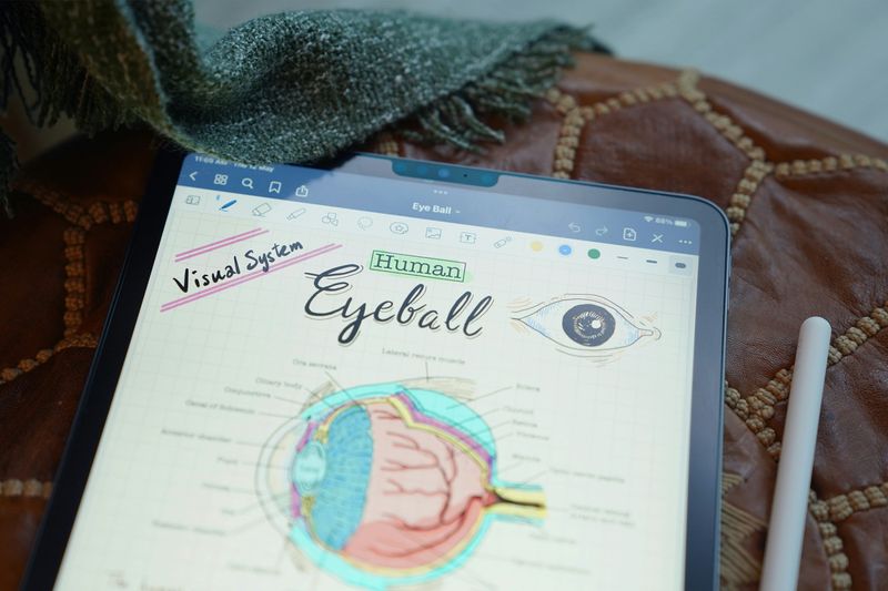 A sketchnote of the human eyeball on an iPad.