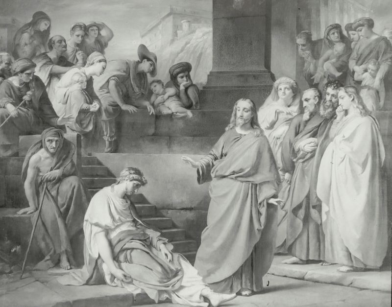 A depiction of Jesus and a group of disciples.