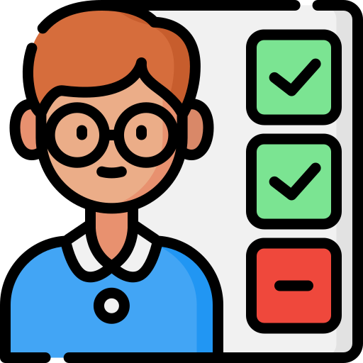 a human figure with a checklist Icon