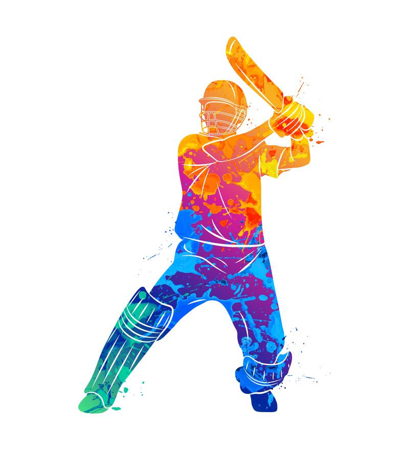 A rainbow colored image of a cricket batter