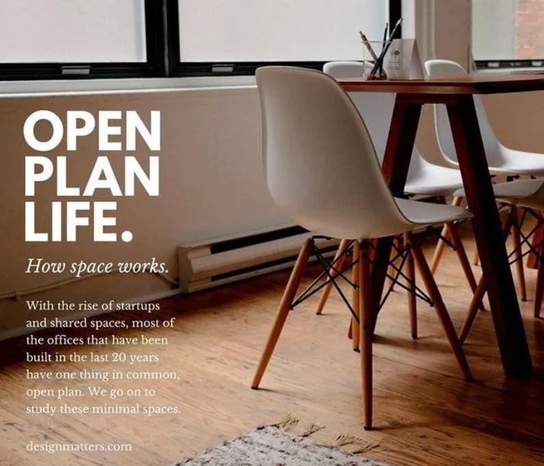 A furniture advertisement with a sans-serif headline font, a script for the subtitle, and serif font for the main text.