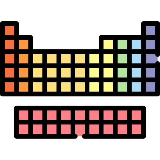 Icon of the periodic table with rainbow colors and no text. 