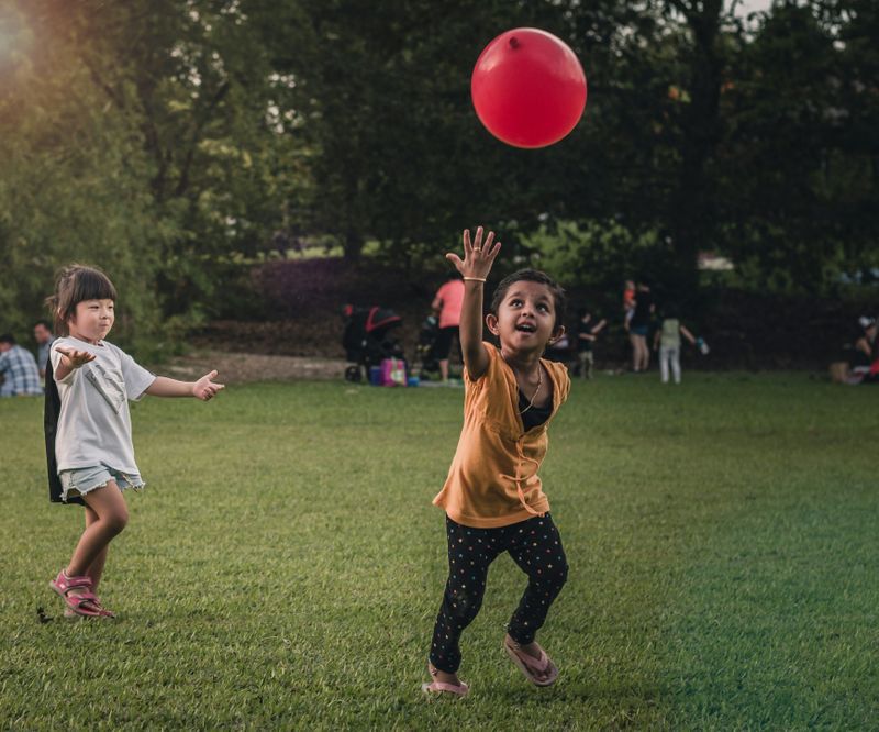 Children playing in a garden.