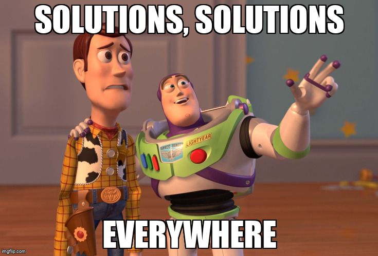 Buzz Lightyear has his arm around a weary Woody, gesturing outward. The text reads: 
