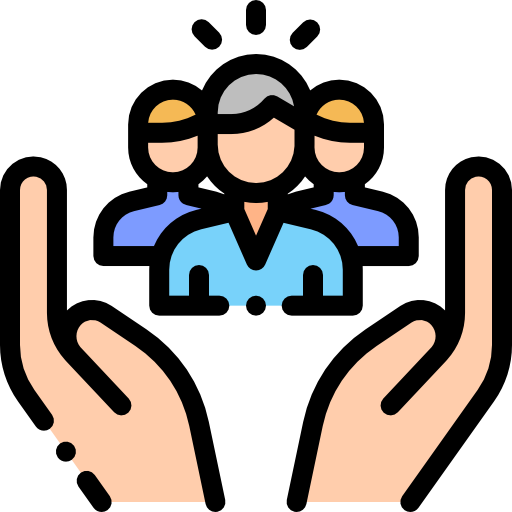 An image of hands stretched out to show three people in the middle, offering assistance.
