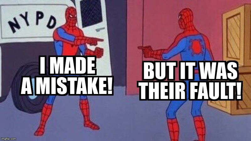 Two Spider-Men pointing at each other. One says, 