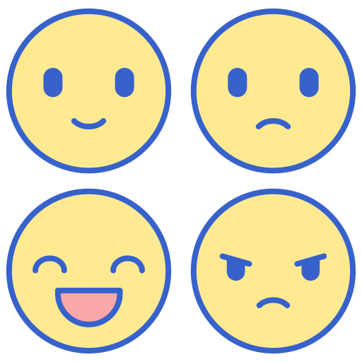 Flaticon icon with four different faces expressing emotions.