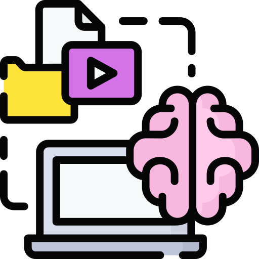 Brain, media, and laptop Icon