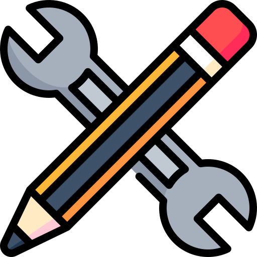 Icon with wrench and pencil in an 