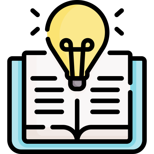 Icon of a book with a lightbulb over it