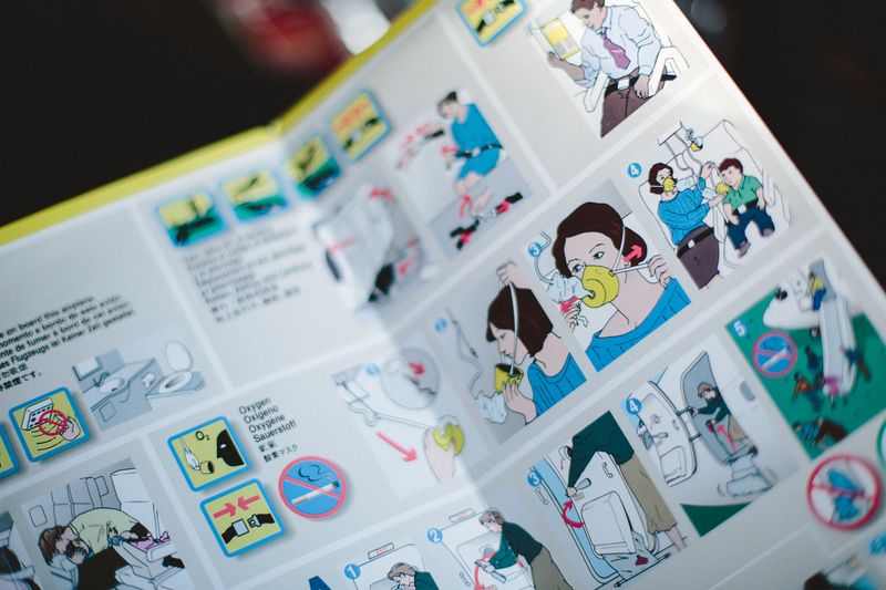 An image of an airplane safety guide.