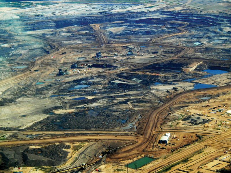 Aerial view of the tar sands in Alberta