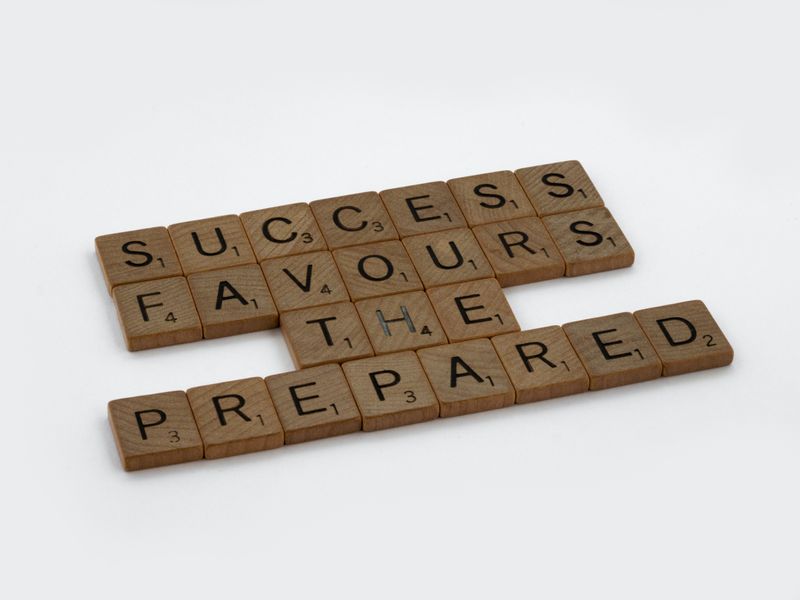 Scrabble tiles that read: Success favours the prepared.
