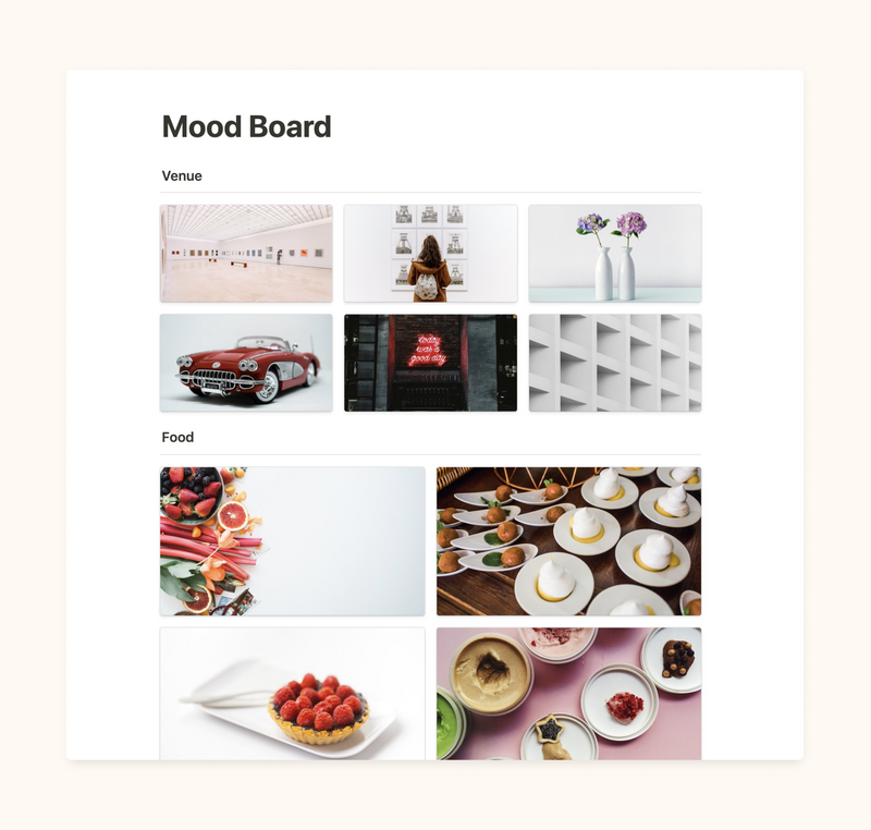 Mood Board, Notion productivity template