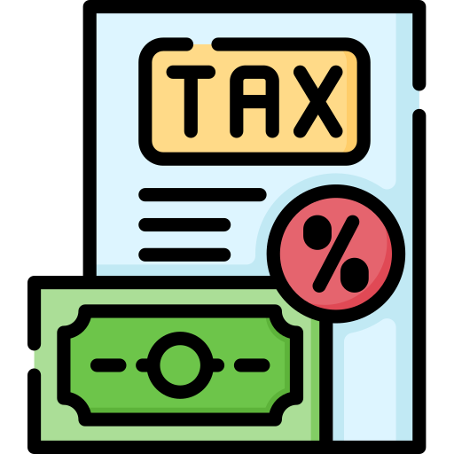 Icon of a piece of paper with tax related icons