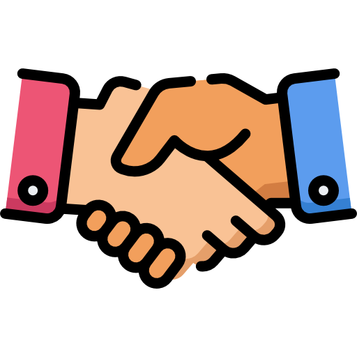 Icon of two hands shaking hands.