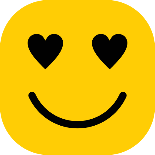 Heart Eyes emoji, a smiling yellow face with black heart shapes for eyes, adoration, or strong positive feelings.