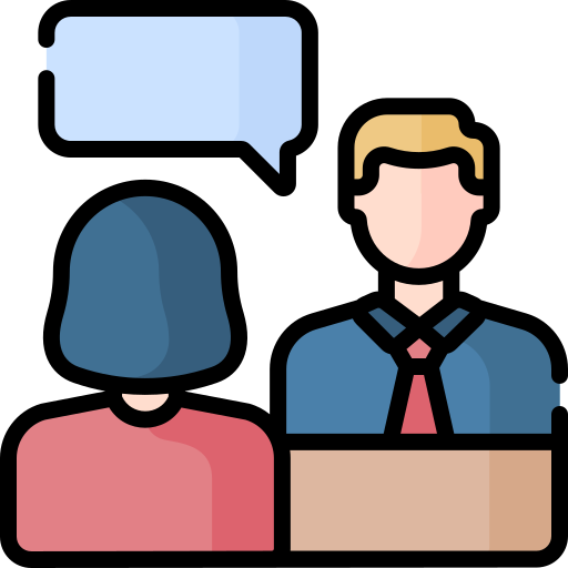 Icon illustrating interview with male and female