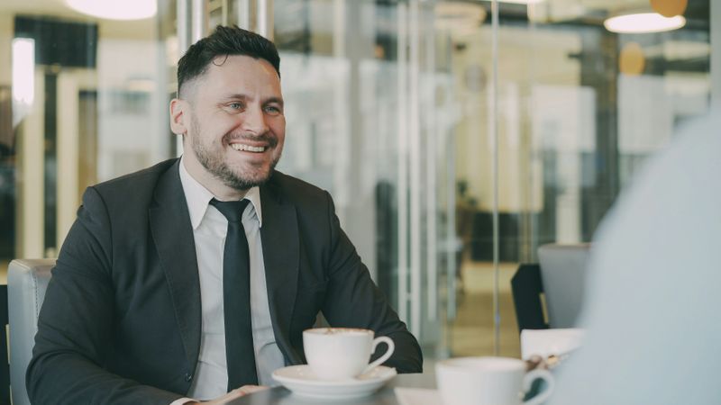 A casual catch up over coffee with a boss.