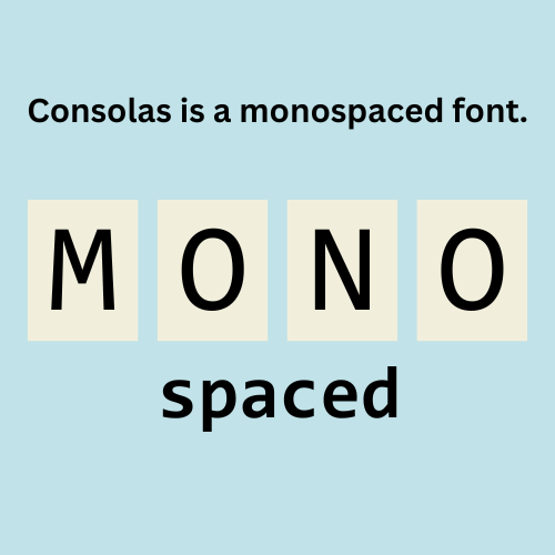 Consolas is a monospaced font.