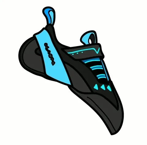 An animation depicting a climbing shoe.