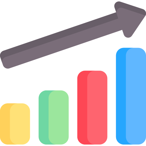 4 bars in ascending order with an arrow pointing toward longest bar.