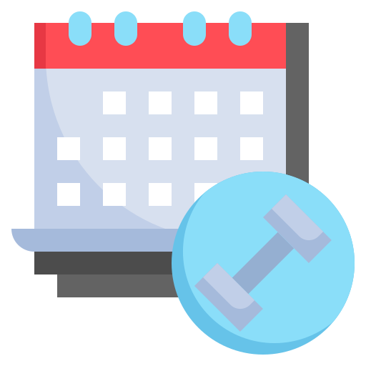 Calander with weights next to it