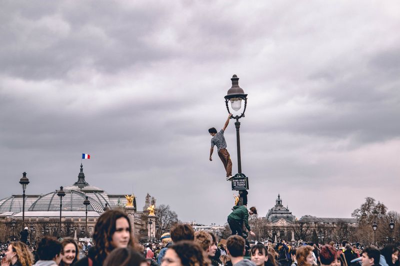 A youth organized protest with young teens and individuals in France 