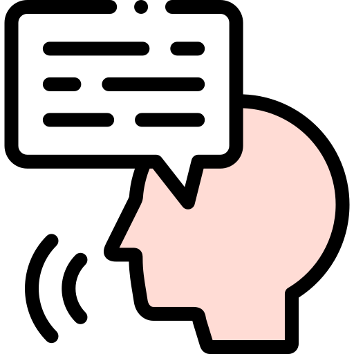 Floating head with speech bubble icon