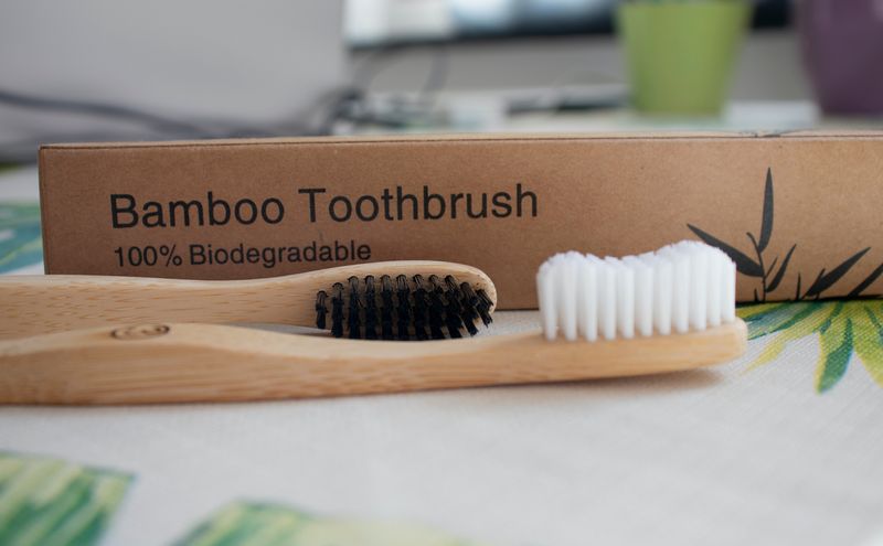 Photo of 2 bamboo toothbrushes