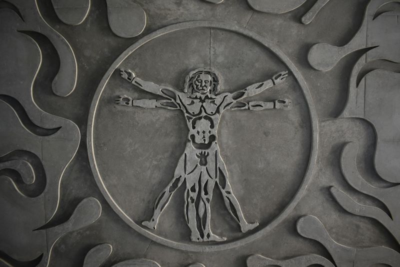 The Vitruvian Man created by Leonardo Da Vinci.