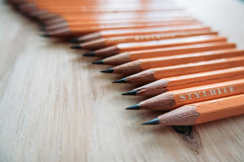 A line of neatly sharpened pencils.