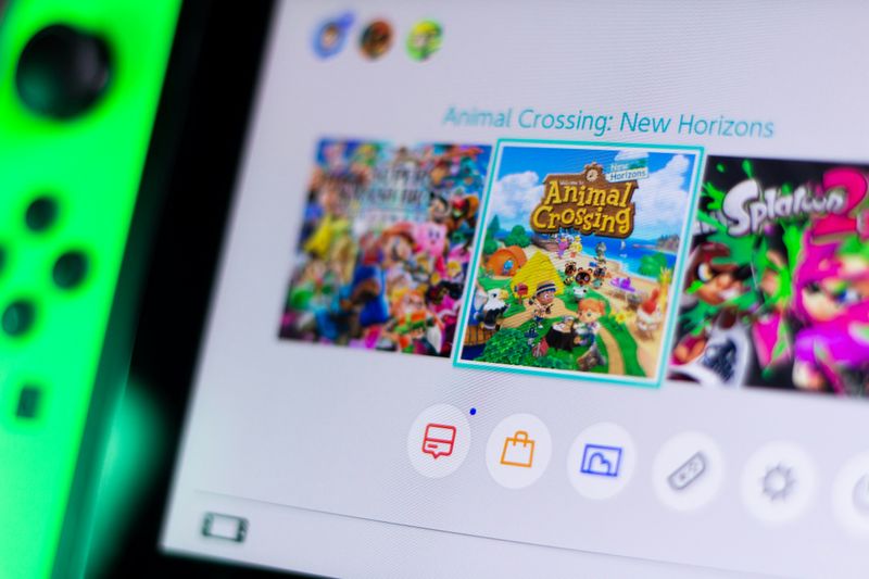 A Nintendo Switch home screen, with the game Animal Crossing selected.