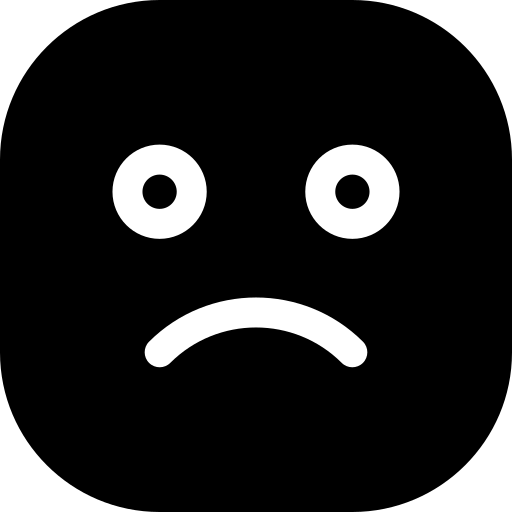 Black Emoji of a frowning face with wide-open eyes, typically used to represent sadness, disappointment, or a bad mood.