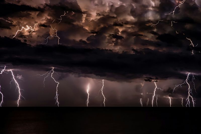 A storm with lightning.