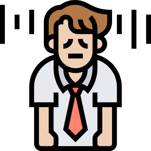 A man who is shrugged down feeling low.