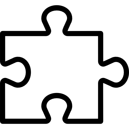 Black and white outline of a puzzle piece