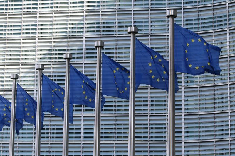 EU flags at the EU headquarters.